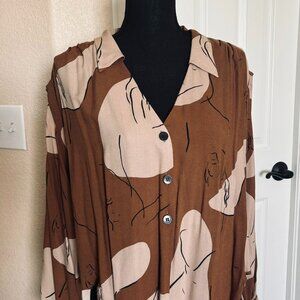 ZARA Khaki/Brown Geometric Print